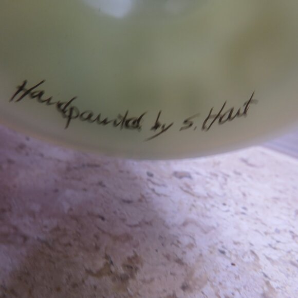 1979 Han Painted by S. Hart Fairy Lamp Winter Scene Snow Deer Fenton NO CHIPS. - Picture 6 of 10